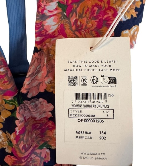 New! Maaji Reversible‎ Cheeky Cut Plunge One Piece - Indigo Blue Tiky - Picture 9 of 9